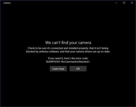FIX: Camera Error Code 0xa00f4244 nocamerasareattached Windows 10