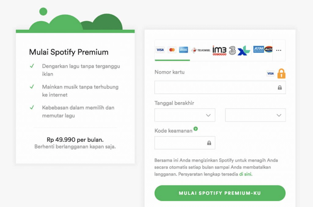 Cara Berlangganan Spotify Premium dengan Kartu Kredit