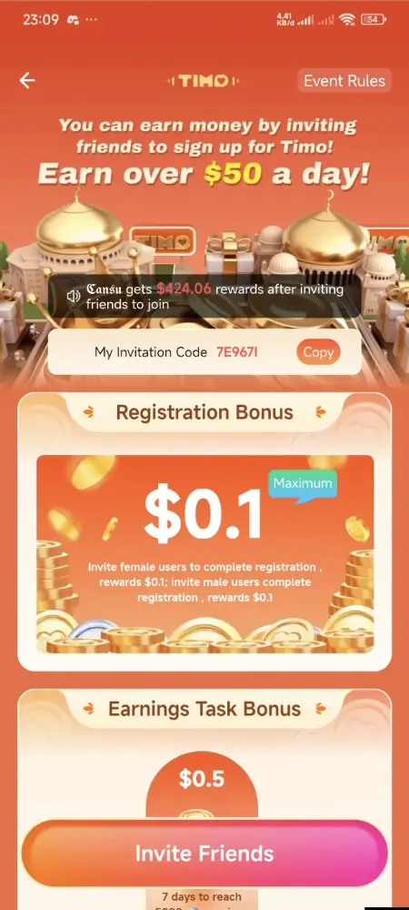 kode undangan timo club