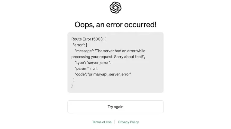 Error Login OpenAI, Pengguna Keluhkan primaryapi_server_error