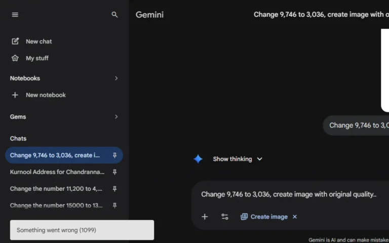 gemini error 1099